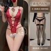 Sexy underwear Sexy lace Open file one-piece small chest big perspective bed flirting robe suspenders