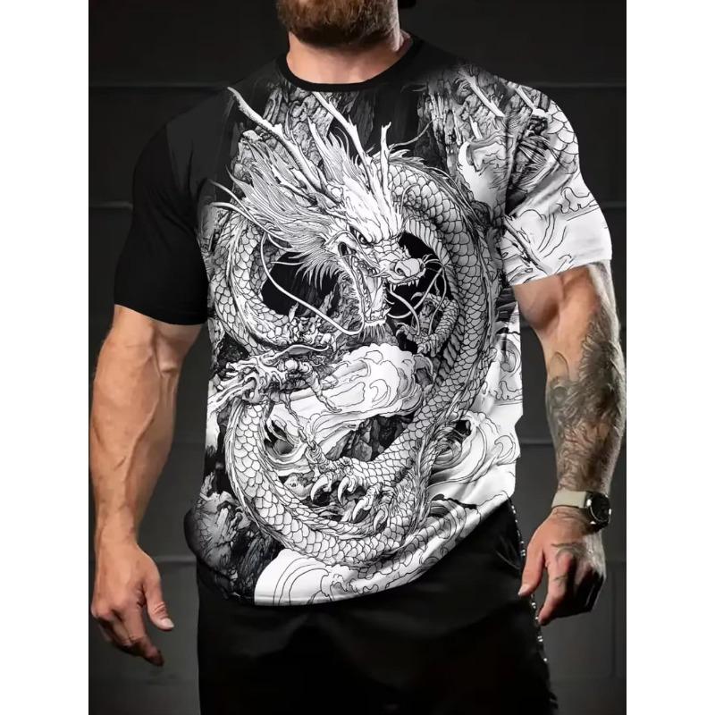 2026 T-Shirt for Men Harajuku Tiger Print Fashion Summer Short Sleeve