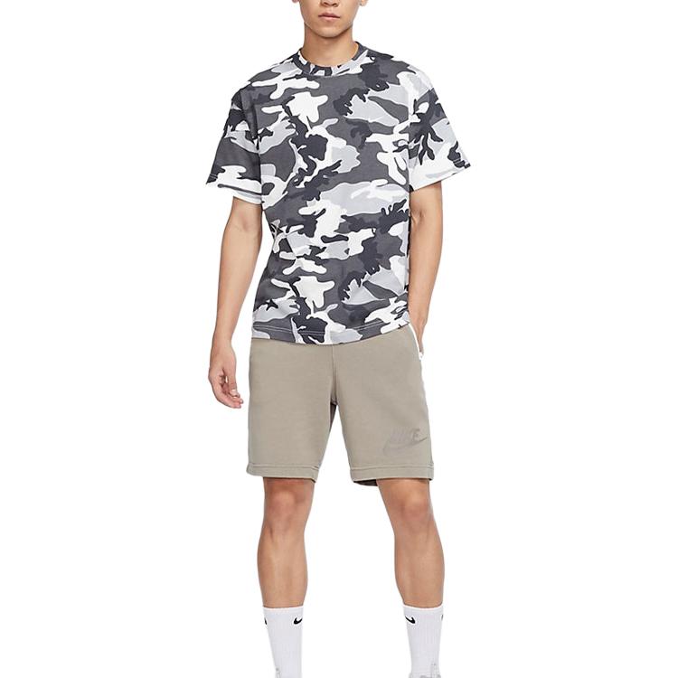 Nike Embroidered Camo Print Short Sleeve T-Shirt Men Tops Light-Grey DN1261-133