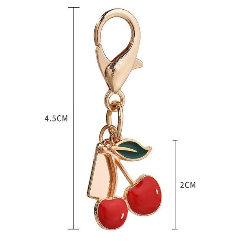 Exquisite High-End Cherry Keychains  Versatile Bag Pendant Car Key Ring Creative Backpack Decoration Accessories Gifts