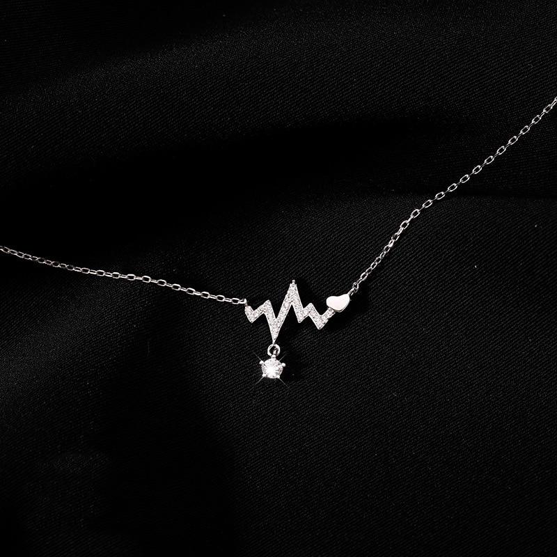 925 Stamp Sterling Silver Choker Jewelry High Quality Fashion Heartbeat Woman Necklace Party Gift
