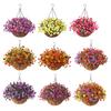 Yousheng Artificial Hanging Flowers Basket UV Resistant Outdoor Fake Hanging Plants Colorful Faux Silk Flowers Eucalyptus In Basket for Porch Patio