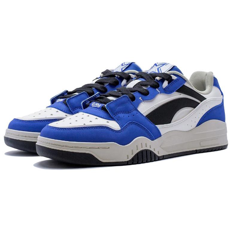 Li Ning Moon White Comfortable Versatile Non-Slip Wear-Resistant Low-Top Skate Shoes Unisex sneaker Blue AGCS427-18