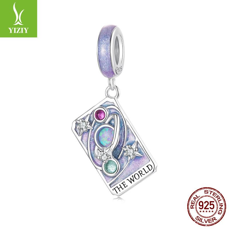 Vintage Wind Tarot Bricolaj Accesorii Pandantiv Transfrontalier Mistic Argint S925 Stea și Lună Mărgele Energetice