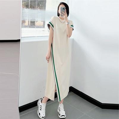 Sommer Damen Farbe Asymmetrisches Damenkleid Weiblich Kurzarm Locker Lässig Gerade Vestidos