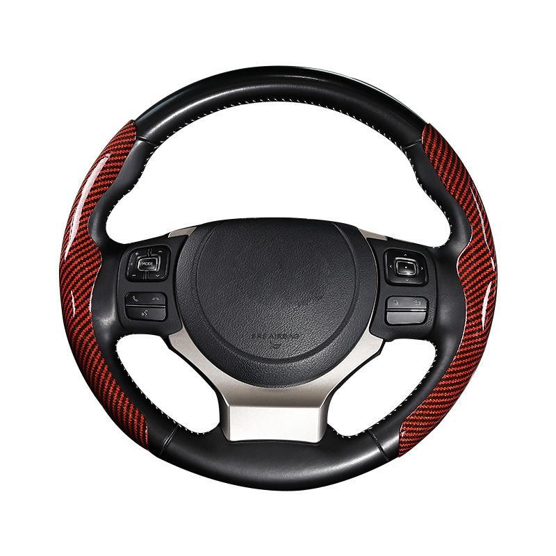 36cm Carbon Fiber Car Steering Wheel Cover Non-slip Sports Ultra-thin Card Cover Summer Auto Handle Protective Cover Type D