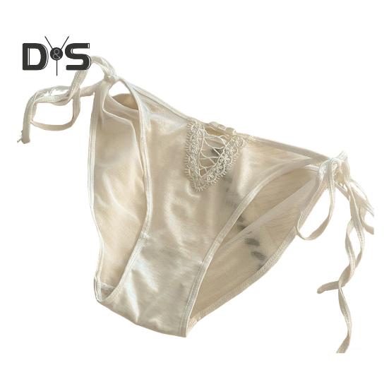 

Женские сексуальные атласные трусики с низкой талией, прозрачные невидимые стринги, ажурные тонкие сетчатые прозрачные трусики L белый