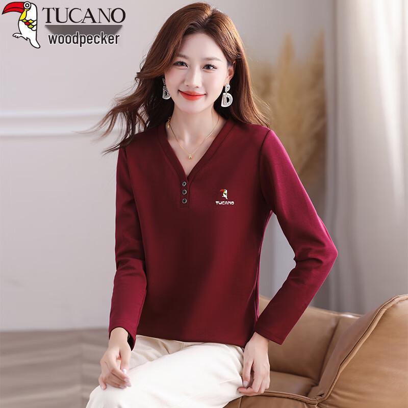 Woodpecker Women's V-Neck Long-Sleeve Casual Top