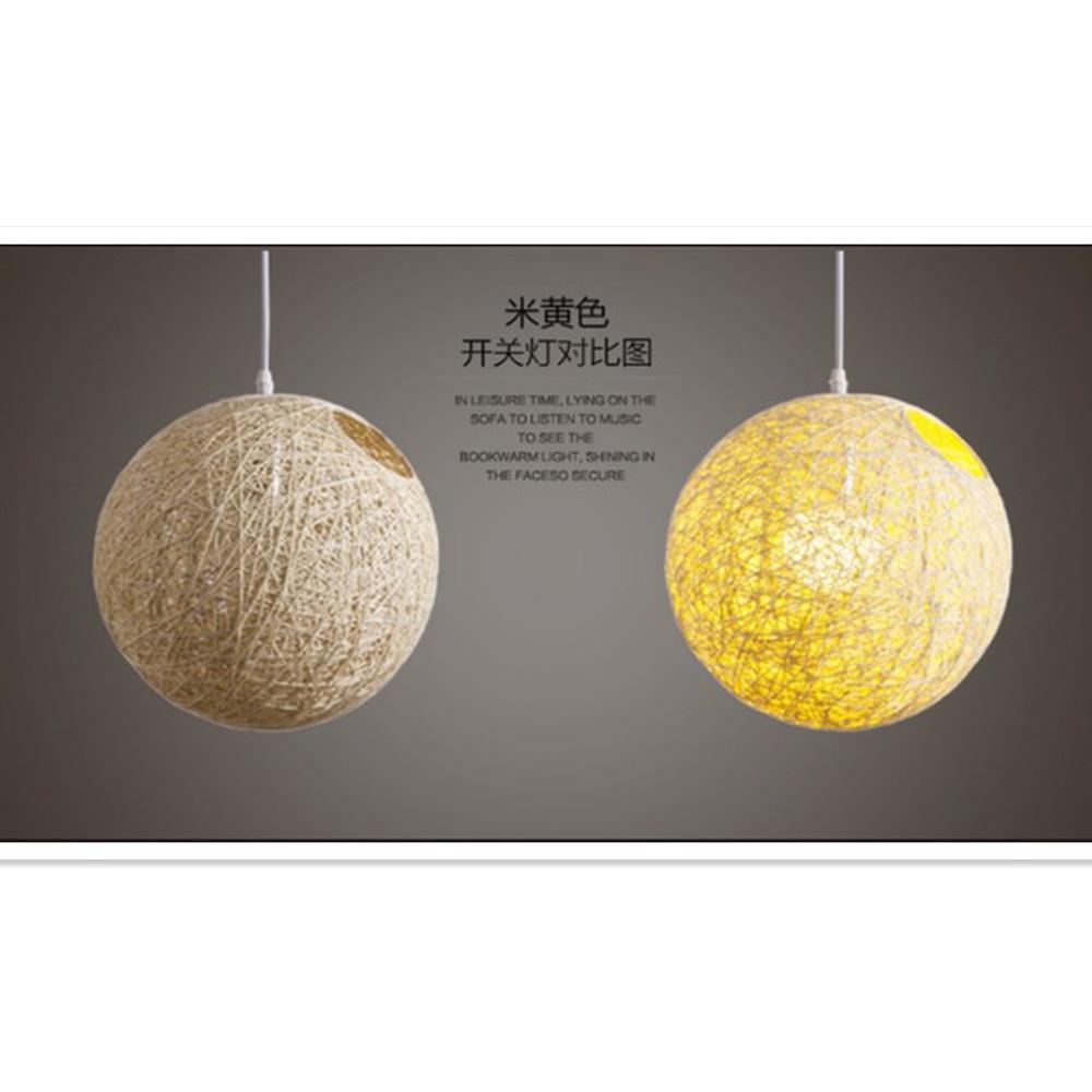 20cm Rattan Ball Lampshade Light Case Hanging Pendant (No Light Source) with E27 Suspension Wire & Round Sucking Disk