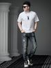 European Goods 2025 New Summer Trendy Brand Cartoon Embroidery Printed Short-Sleeved T-Shirt Men's Round Neck Top Half-Sleeved T-Shirt