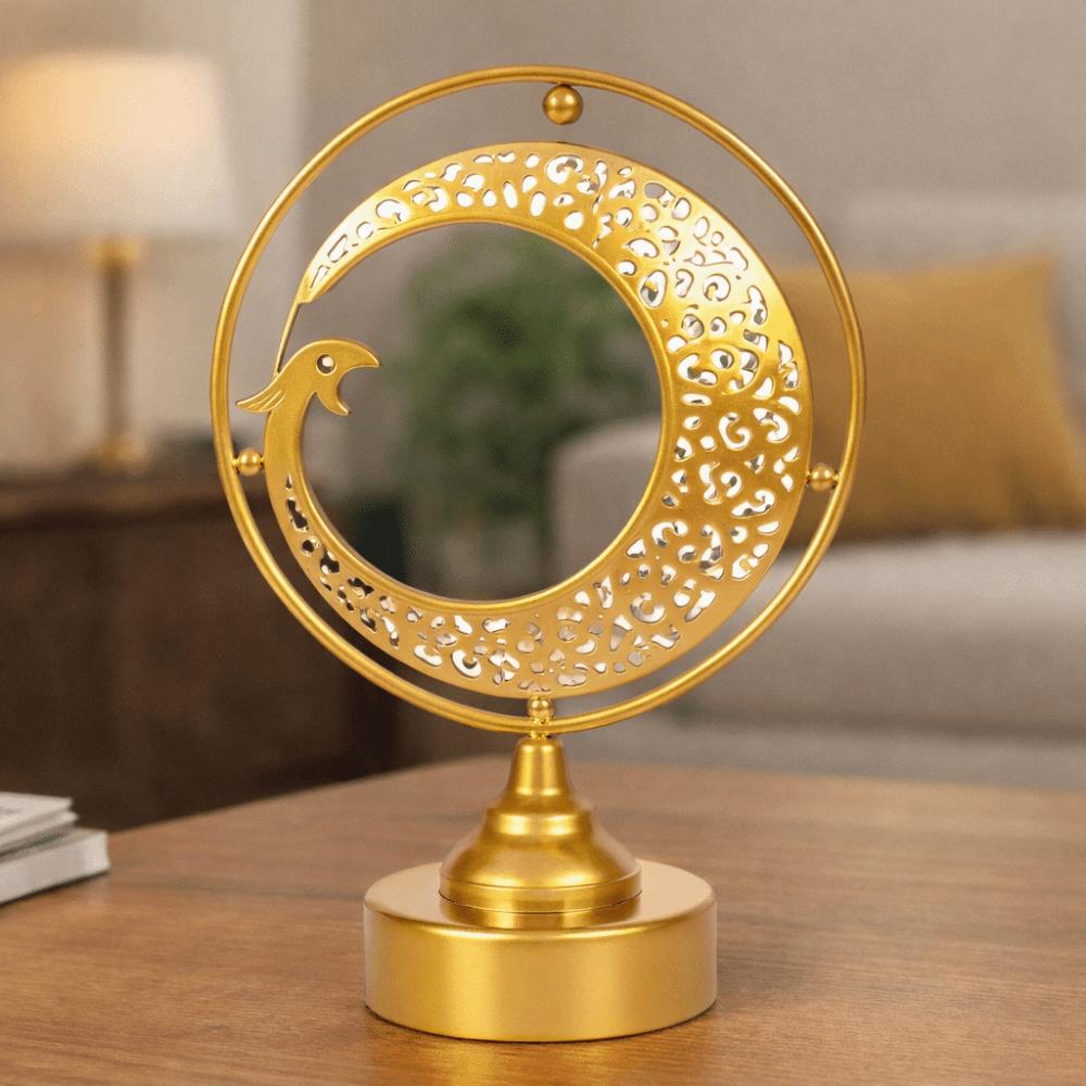 Hollow Ramadan Night Light Gold Mooon LED Desk Lamp Eid Mubarak Crescent Lamp  Living Room