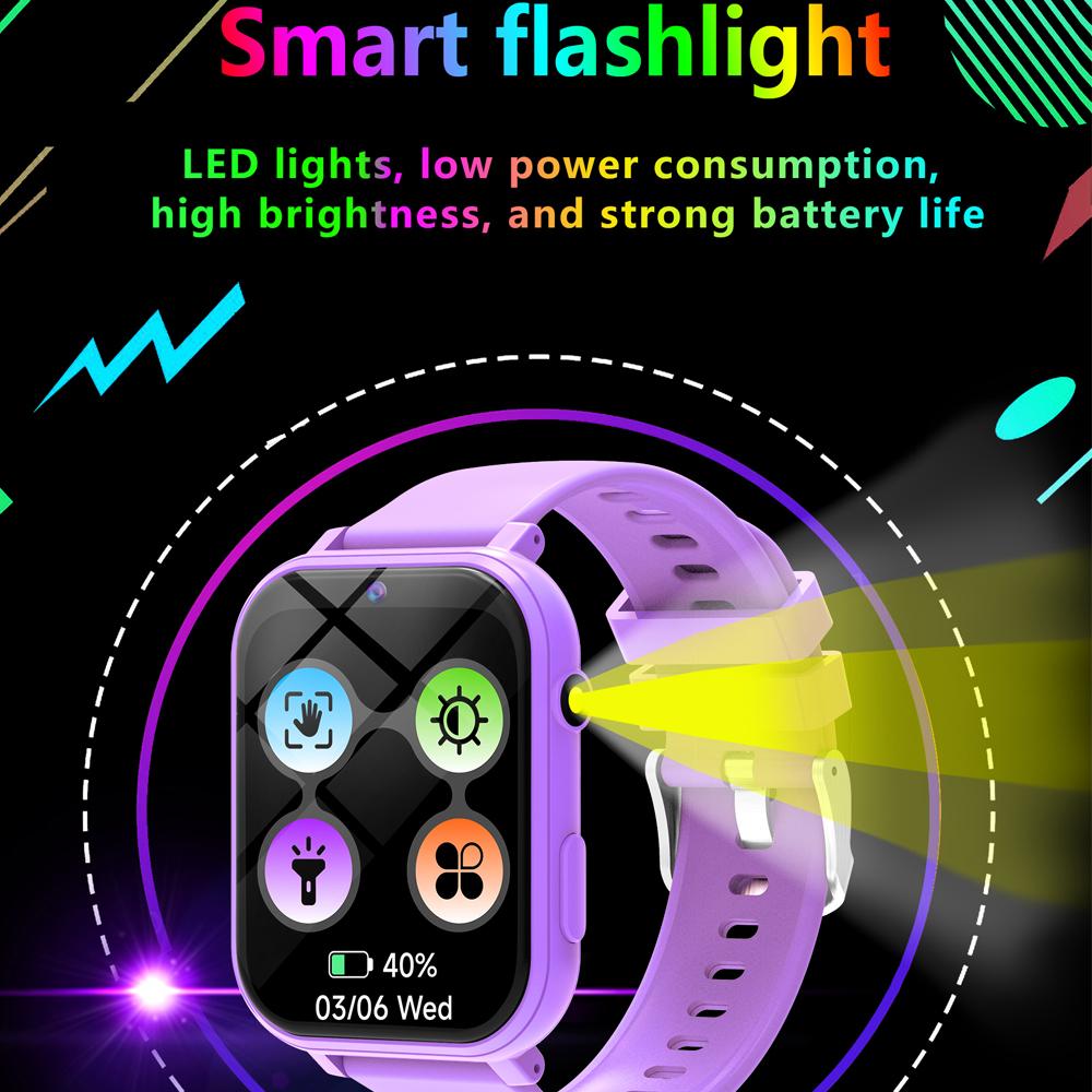 1.83 Inch HD Camera Kids Smart Watch 18 Games Step Counting Sleep Monitoring Alarm Clock Smartwatch Children Boys Girls Gifts