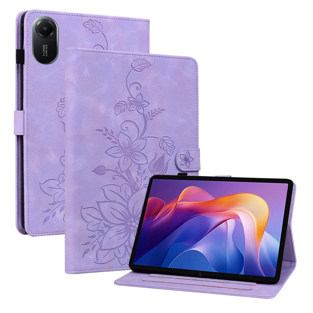 Pro Xiaomi Redmi Pad 2 Pouzdro Vzorek Lilie Sloty na Karty Kožené Pouzdro na Tablet