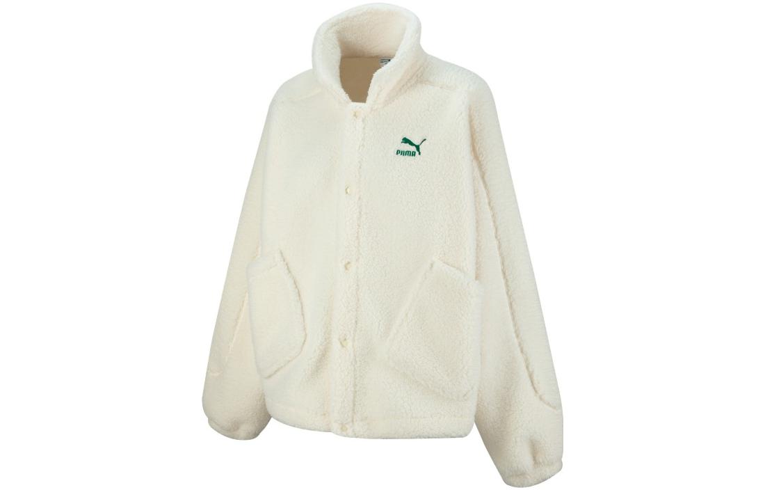 PUMA Velvet Jackets Women s Pure White Stand Collar Thickened 539954-65 XL