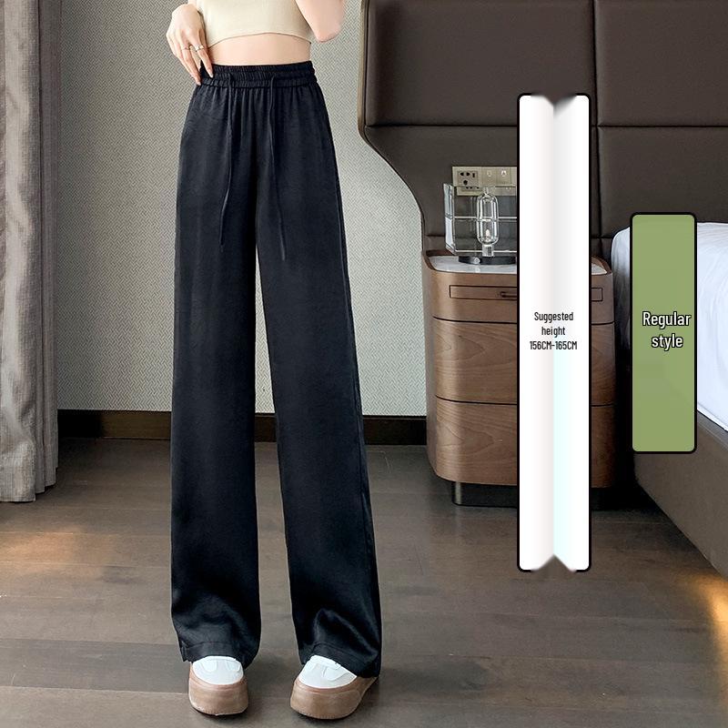 

Женские летние брюки из ацетатного сатина с широкими штанинами и ледяного шелка, 2025 M (95-105 jin)