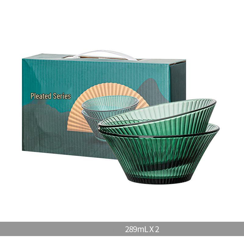 Набор стеклянных Nordic-мисок Chang Baosen с плиссировкой, 2 шт.