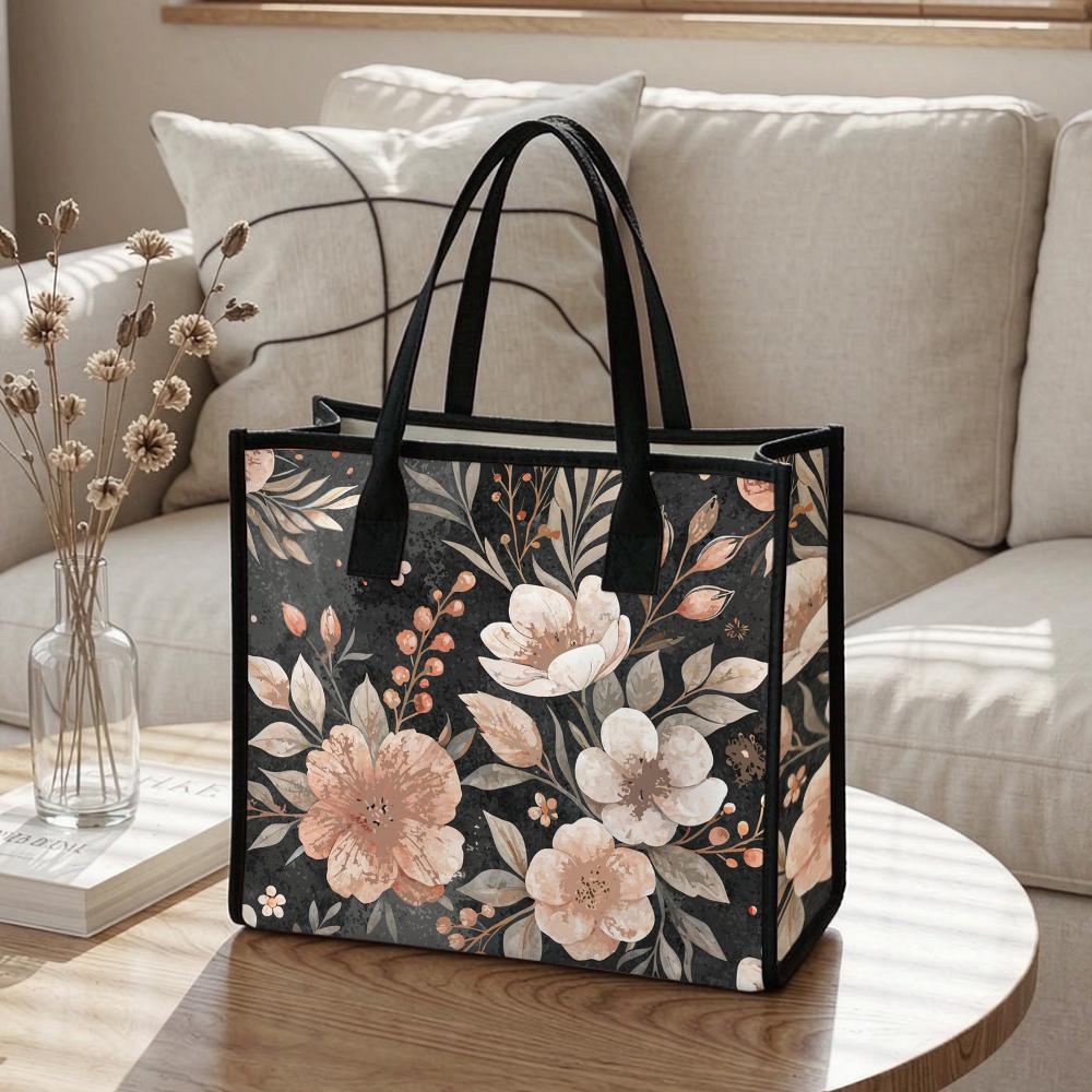 Boho Floral Pattern Large Tote Bag for Daily Use