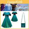 Encantador Vestido de Fantasia Cosplay Anna Frozen Infantil Para Festas Halloween