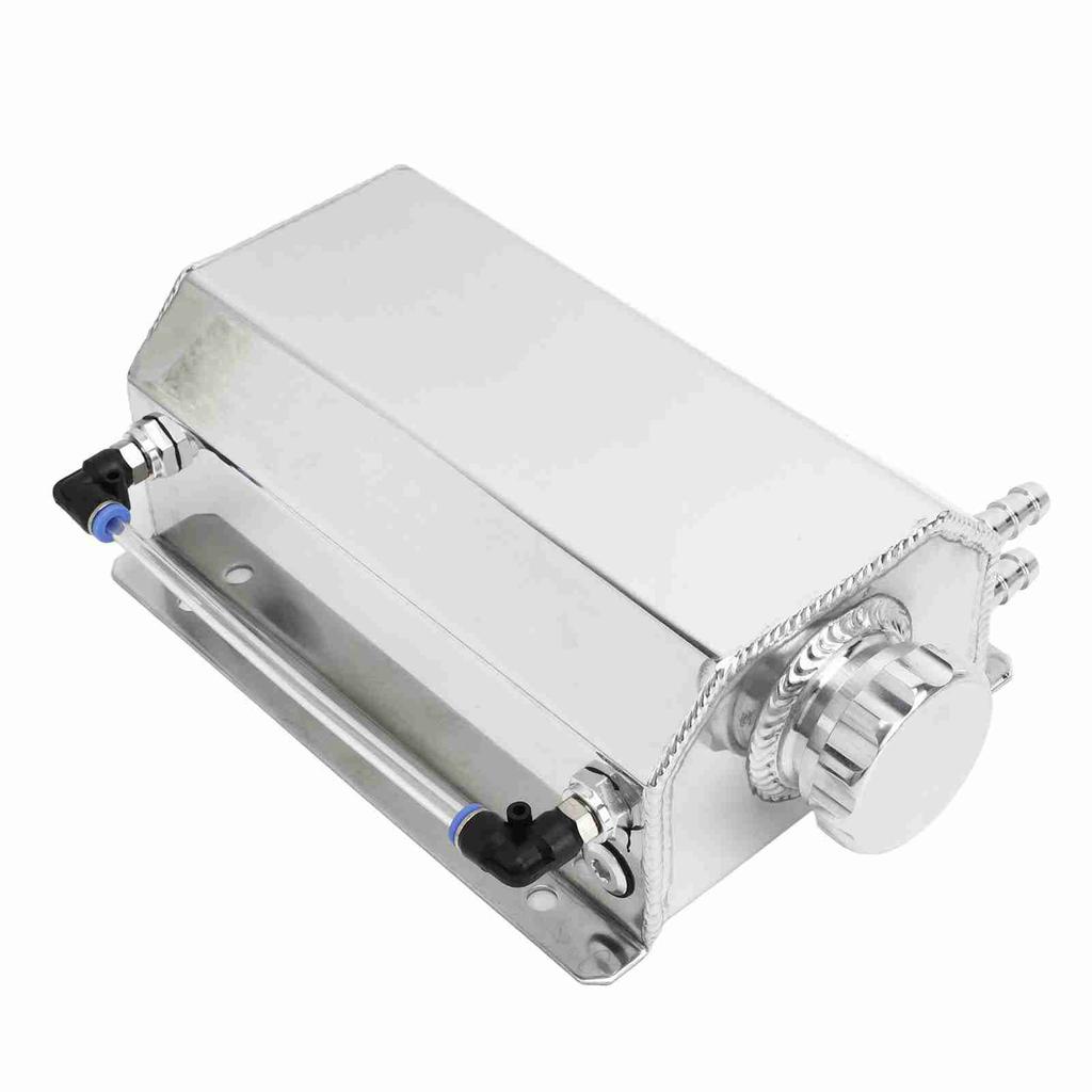 Coolant Overflow Tank Aluminium Alloy 2L Capacity Universal Radiator Reservoir Tank for Most Cars Silver