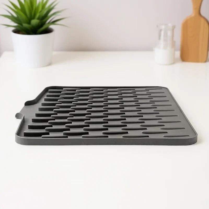 1Pcs Silicone Dish Drying Mat Pots Dish Drain Mat For Kitchen Tableware Non-slip Mats Anti-scald Coaster Kitchen Utensils