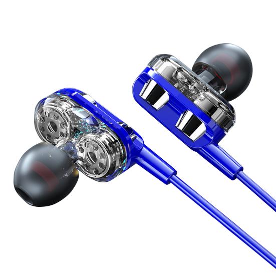 C52 Wired Earbuds Wire Control Noise Reduction In-ear Metal Dual Moving Coil Eight-core 3.5mm Earphones for Gaming