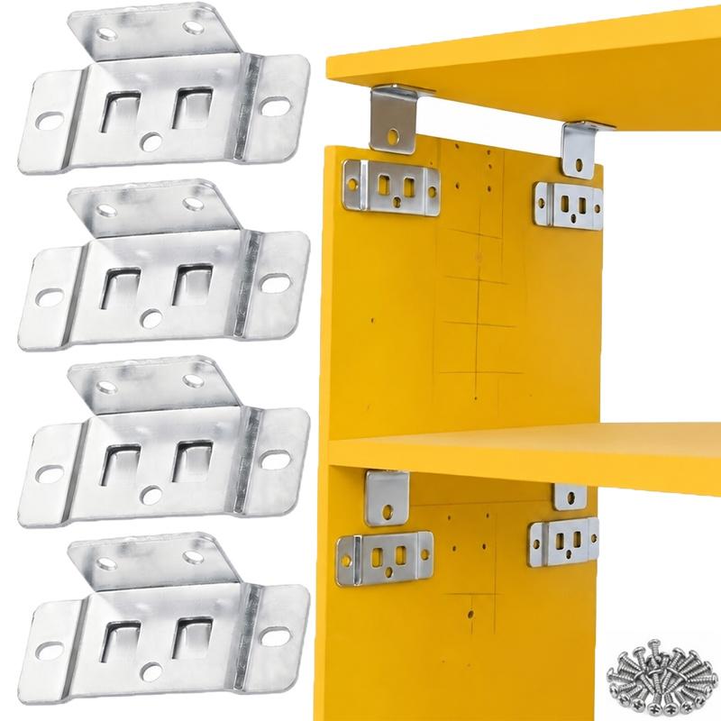 28pcs Set (8pcs Corner Braces And 20pcs Screws) | Thickened Metal Fixing Buckle 2-In-1 Connector | Furniture Connecting Bracket,
