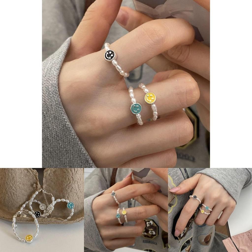 Highend Stylish Smiley Face Baroque Pearl Ring For Women With Unique Copper Design