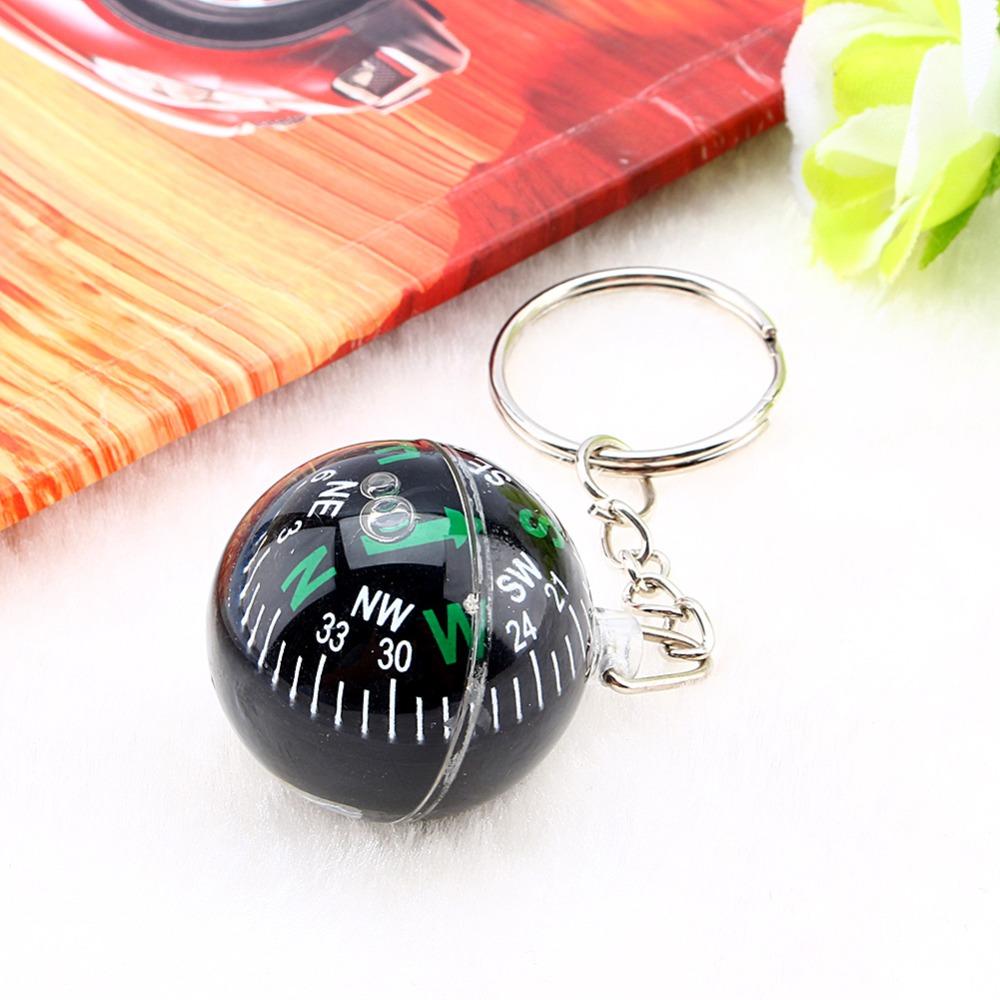 6 Pcs 28mm Liquid Filled Compass Black Ball Compass Keychain  Camping Equipment