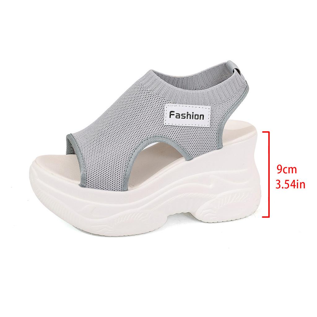 Damen Sommer Sandalen Keilabsatz Unifarben - Bequemes Atmungsaktives Obermaterial, Plateau-Keilabsatz mit Offener Zehenpartie, Stilvolle Sport-Casual Sandalen