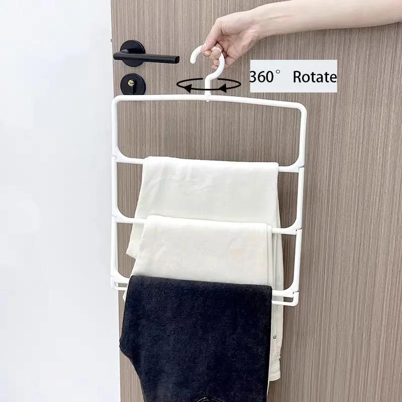 3/4 Layers Rotatable Clothes Rack,Portable Foldable Pants Hanger for Travel,Multi-functional Closet Organizer Racks for Scarf