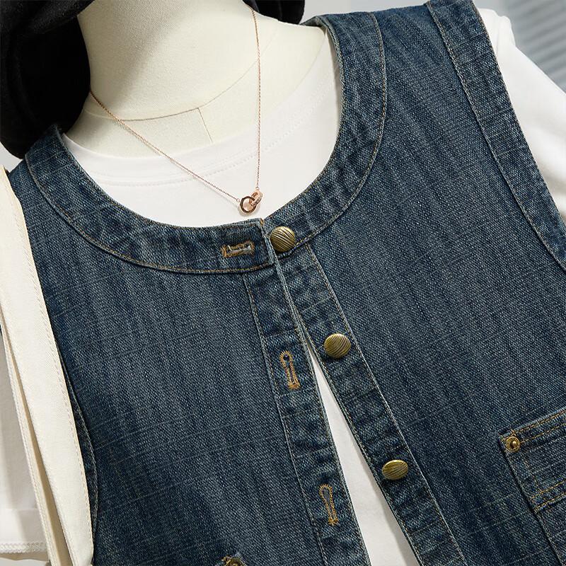 Sishe Women's Loose Fit Washed Denim Vest