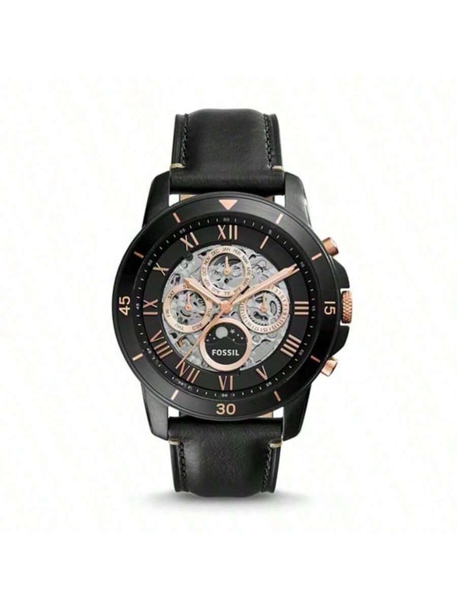 

Fossil Men s Grantsport Automatic Moonphase Black Watch ME3138 чорний