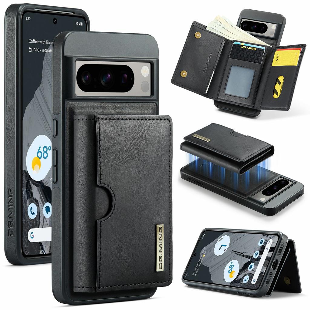 DG.MING M6 Series For Google Pixel 8 Pro Case Magnetic Wallet PU+PC+TPU Phone Cover