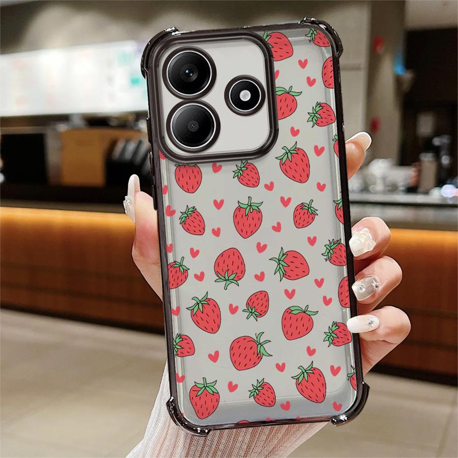 

Cartoon Strawberry Pattern Phone Case for Redmi Note 12 Pro 14 10 Pro 11 10 Lite 10s 13 9Pro 11s 9S Soft Cover Redmi Note 12 Pro