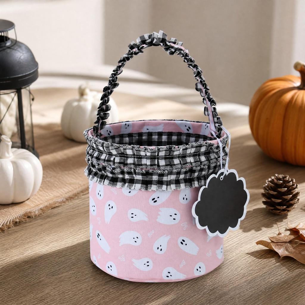 Textile Halloween Candy Basket Roomy for Seasonal Displays