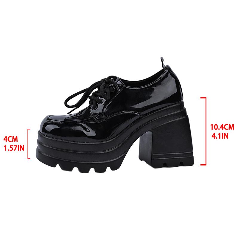 

Модные лакированные ботильоны на массивном каблуке для женщин в готическом панк-стиле, черные мотоциклетные ботинки, женская модная платформа, женские ботильоны 43 чёрный