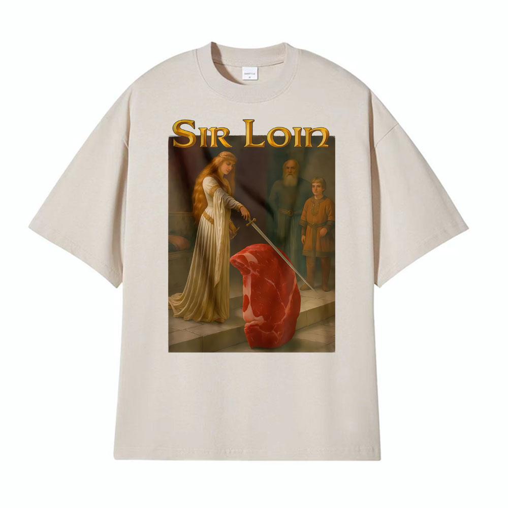 Sir Loin Lustiges Ritter Meme T-Shirt Herren Kleidung Mode High Street T-Shirts Unisex Sommer 100% Baumwolle Locker Freizeit T-Shirt Oberteile
