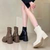Fashion Small Korean Version of Fashion Boots Women's 2025 Autumn and Winter New Thick Heel Martin Boots and Temperament Small Short Boots