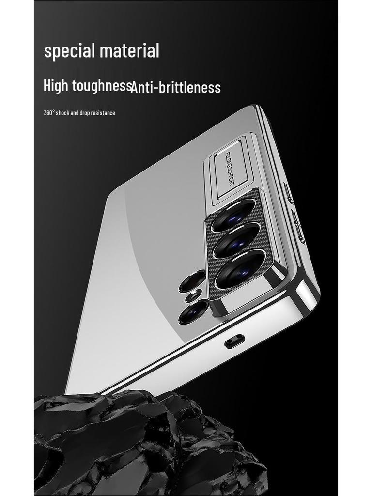 Samsung S26 Ultra Transparent Electroplated Phone Case with Precise Cutouts and Ultra-thin Bracket