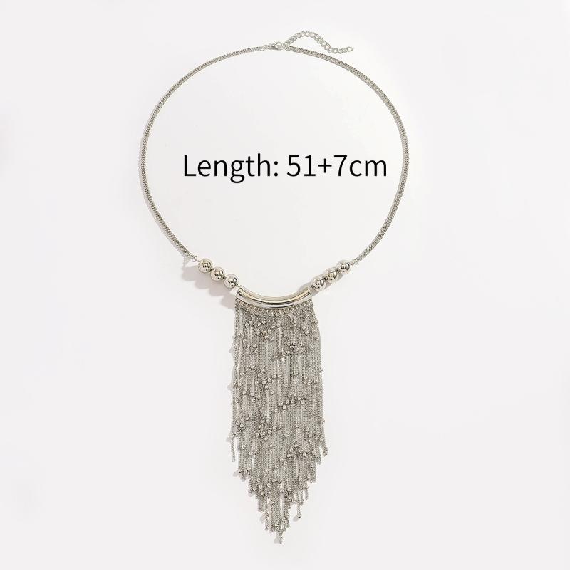 Alloy Handmade Bead Necklace With Tassel Pendant Exaggerated Personality High Quality Vintage Jewelry Accessory Gift