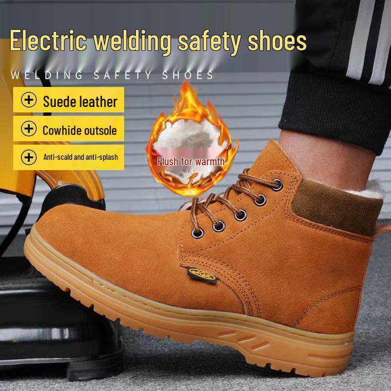 Unisex Winter Steel Toe Work Shoes - Anti-Smash, Anti-Puncture, Lightweight, Anti-Odor, Plus Velvet Cotton Lining for Welders.