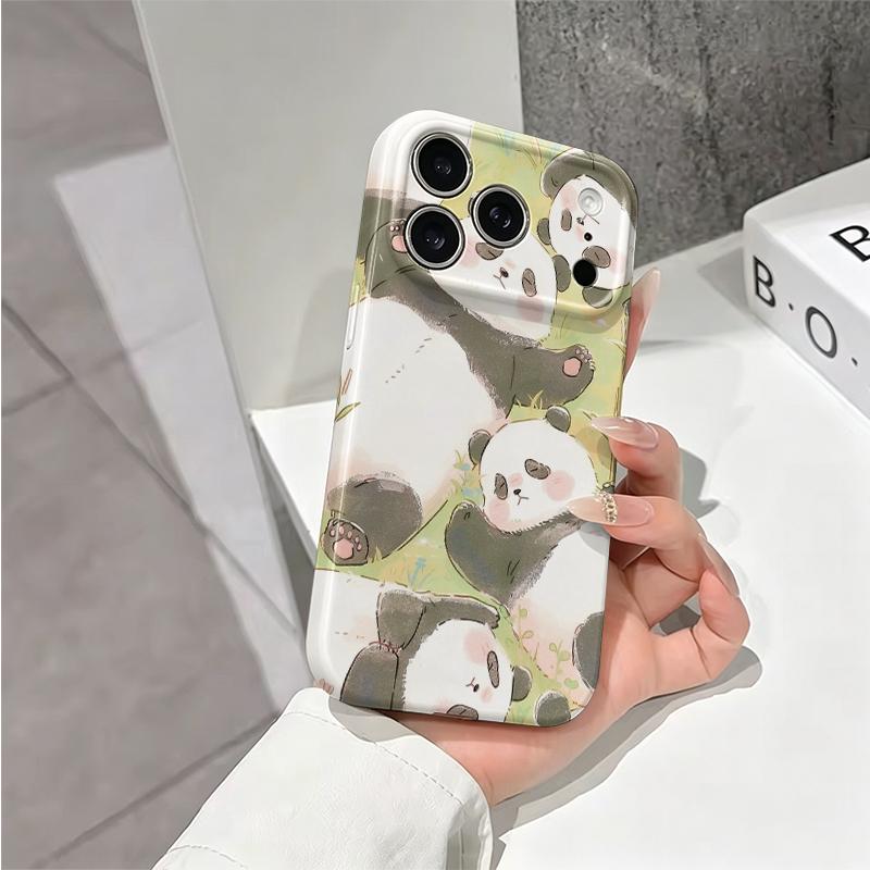 Chubby Fluffy Panda Pile Graphic Art Film Aesthetic Protective Shockproof Bumper Phone Case Cover For iPhone 14 15 16 17 Pro Max Plus