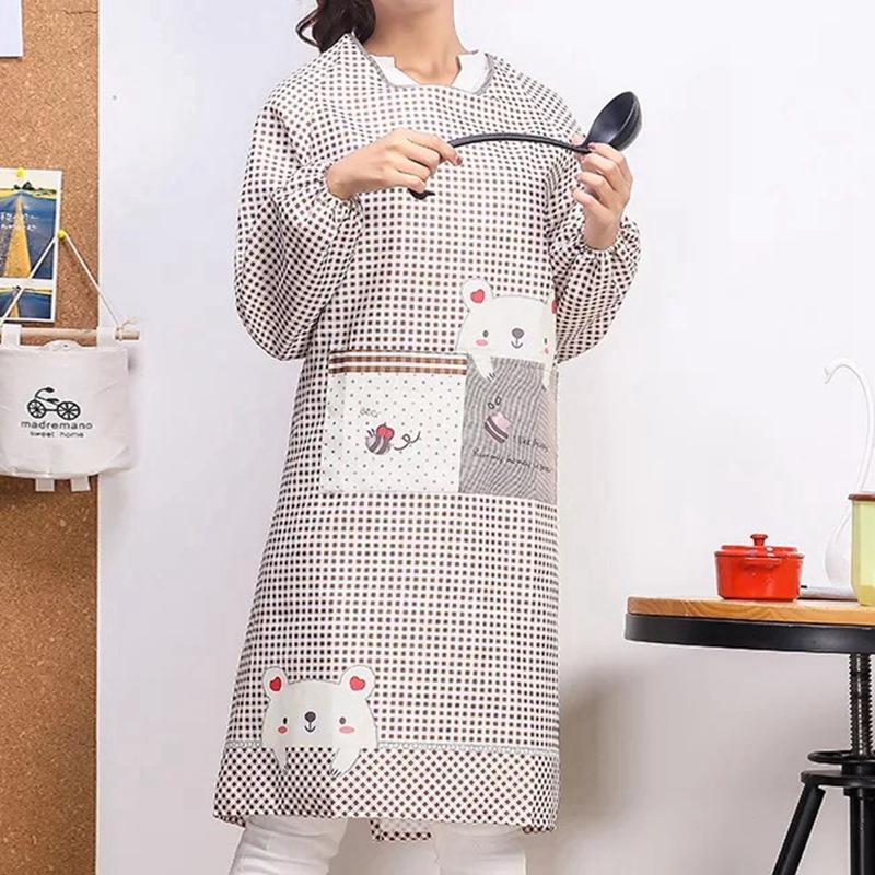 Waterproof Kitchen Apron Housework overalls Long Sleeve Apron Women Restaurant Chef Cooking Baking BBQ Bibs Apron protectiver
