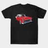 Men Black Print T-shirt 1955 Chevrolet In Red No-Cut Transfer Paper Print Cotton Tshirt