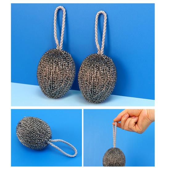 10Pcs Dishwashing Balls Stainless Steel Remove Grease Burnt Stains Heavy-duty Cleaning Ball Kitchen Scrubber