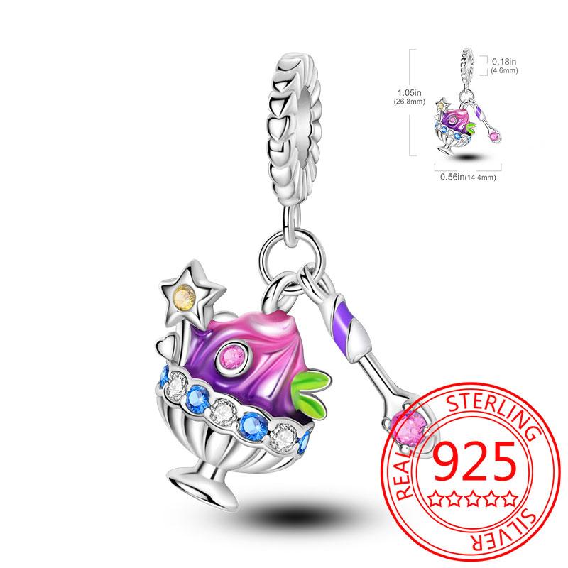 Delicious Food Copper Doughnut Cake Dessert Fruit Fine Wine Bead Pendant Fit Bracelet Necklac Boutique Jewelry Gift