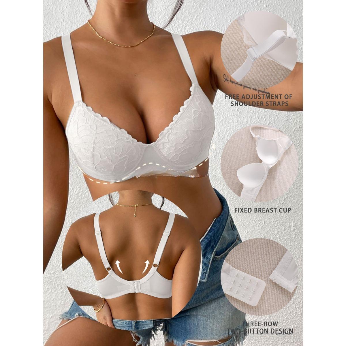 

Кружевное нижнее белье, женское, с хорошей поддержкой, на косточках, универсальное, дышащее, гладкий бюстгальтер 70B белый