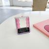 For Samsung Galaxy Z Flip 4 3 Case Gradient Waves Painted Transparent Shockproof Folding Hard Back Cover With Love Stand Holder