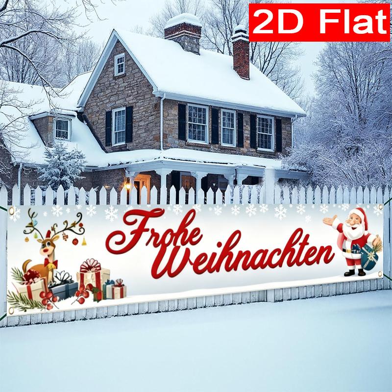 Festive Holiday Holiday Christmas Fence Banner, Outdoor Garden Porch Decor