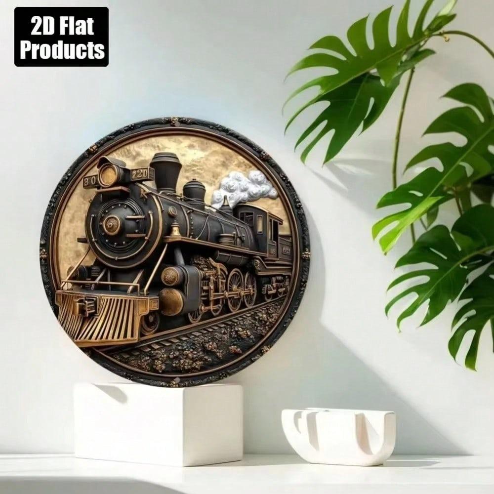 Vintage Steam Train Locomotive Metal Wall Art Decor Nostalgic Tin Sign For Home Office